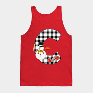 BW Buffalo Checks Pattern Monogram C | Snowman Tank Top